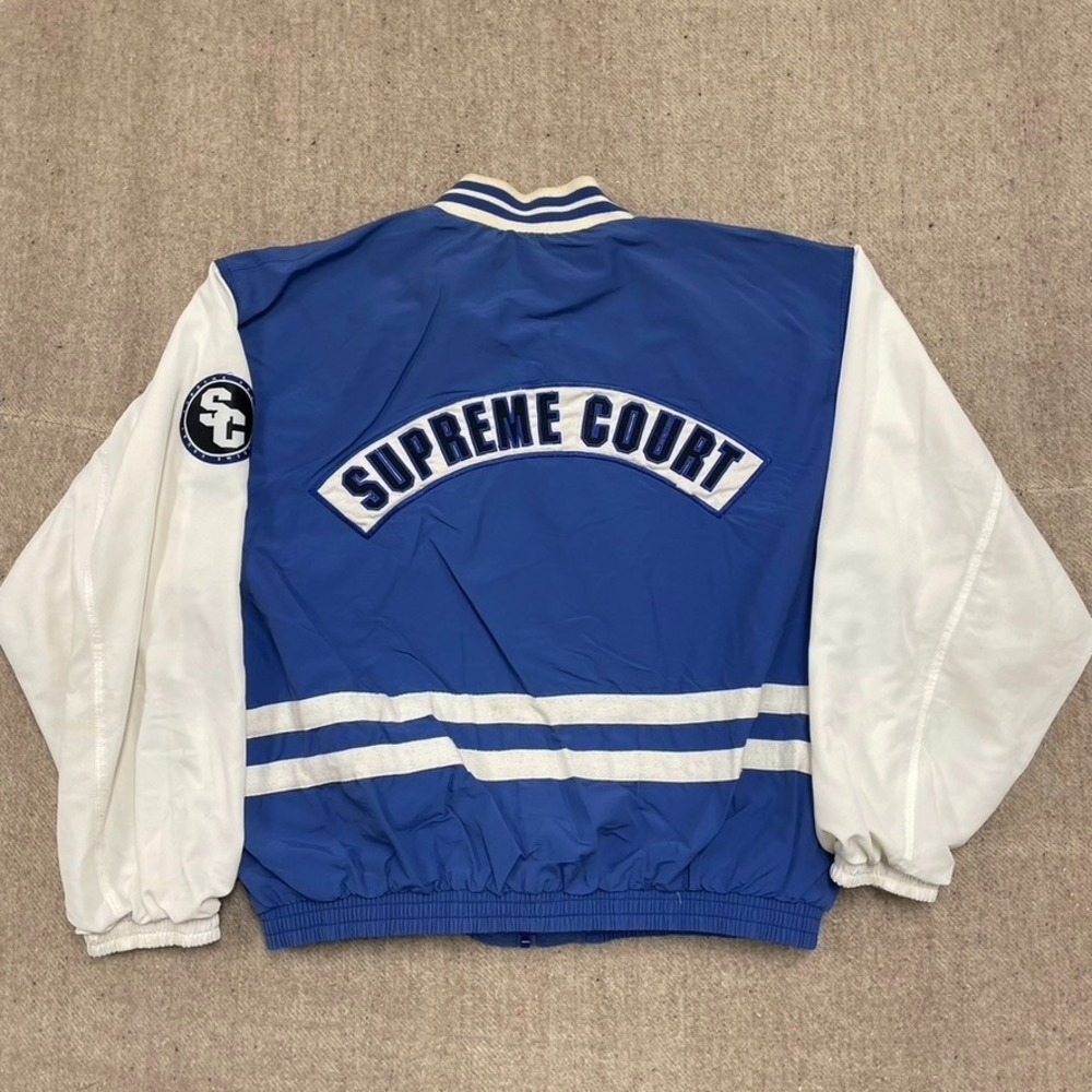 Vintage NIKE SUPREME court windbreaker Jacket Mens Large Blue 1990s Silver tag - Picture 2 of 12